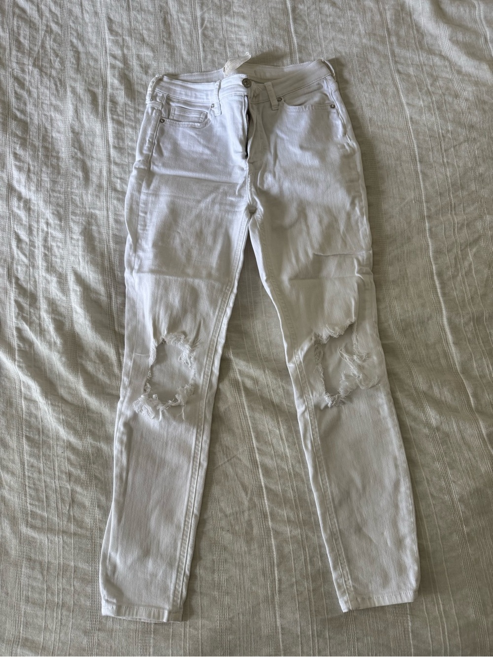 Free People White Distressed Skinny Jeans